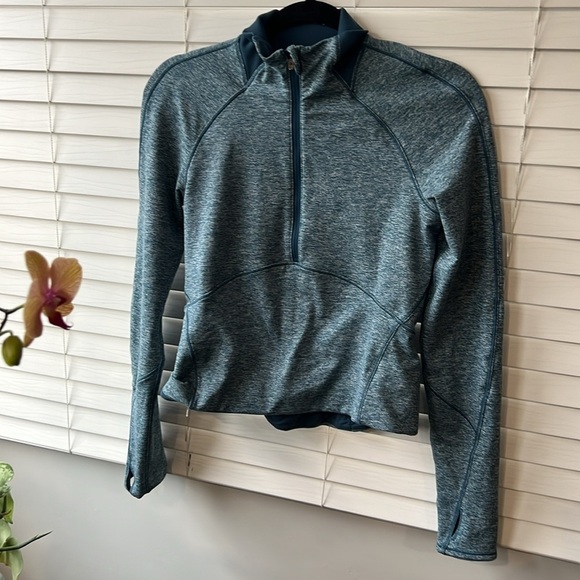 NWOT Lululemon Always Alert Cropped Half Zip Pullover Heather Petrol Blue Size 6 - Picture 12 of 12